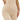 A model wears beige ATOG Women’s High-Waisted Tummy Control Shapewear Shorts, with callouts detailing the silicone bones, elastic waistband, and ventilated crotch of these thigh-smoothing shorts.