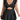 A woman models the B2prity Women’s Plus Size Cutout Tummy Control Swim Dress in black by B2prity. The modest one piece swimsuit features a deep V-neck, ruffled sleeves, a cutout below the bust, and a flared skirt for elegant coverage and flattering style. She is standing against a white background.