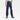 A person is wearing a turquoise shirt, All In Motion Boys’ Fleece Joggers in navy featuring an elastic waistband and pockets, along with black and blue athletic shoes, standing against a white background.
