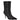 Calvin Klein Women’s Cerine Leather Stiletto Heel Booties Black 11M featuring a ruched mid-calf shaft, a pointed toe, and a stiletto heel.
