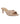 The Calvin Klein Women’s Imeena Slingback Pumps in light natural leather, size 8M, feature a low heel, open toe, and ruched strap detailing—displayed on a white background, these chic pumps are an elegant addition to your collection of women’s dress shoes.