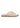 A side view of the Earth Flurry2 Womens’ Comfort Sandals in Ivory 150 showcases their beige woven crisscross straps and flat brown sole, perfectly capturing the easy-going elegance of Earth’s signature comfort design.