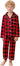A young child with blond hair is standing barefoot against a white background, wearing the Schbbbta Kids’ Christmas Red Plaid Satin Pajama Set – a long sleeve, button-down style with white piping.