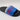 DC Shoes Men’s Slide SE Sandals in black, featuring a cushioned EVA sole and a blue-to-white gradient strap with large red letters.