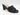 The Drop Pattie Quilted High Block-Heel Mule Sandals in black with a gold-tone accent on the heel.