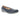 The Propet Yara Women’s Shoe in navy leather by Propet is a single flat crafted from premium full-grain leather. It features a low wedge heel, rounded toe, and beige inner lining, displayed against a white background. Designed for comfort, this shoe includes extra cushioning and a removable PU insole for customizable support.