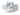 Pair of shiny, iridescent Stride Rite SM Lucianne Girls’ Infant/Toddler Leather Shoes with buckle straps, white soles, and perforated details, displayed facing left. These Stride Rite shoes are thoughtfully designed to keep little feet comfortable.