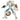 A white and blue Transformers EarthSpark Deluxe Class Terran Thrash Action Figure by Hasbro stands in a dynamic pose with gold accents, wielding a black weapon. One leg is equipped with a prominent wheel, highlighting its futuristic, mechanical design inspired by the robot-to-motorcycle transformation.