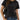 A person wearing a black Women’s Wrinkle-Free Short Sleeve Crew Neck T-Shirt tucked into blue jeans.