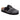 Pair of black, gray, and white patterned Rocket Dog Women’s Abel Plus Mules Black/Gray/White, Size 6 slip-on mules with two buckle straps, inside an open orange cardboard shoebox.